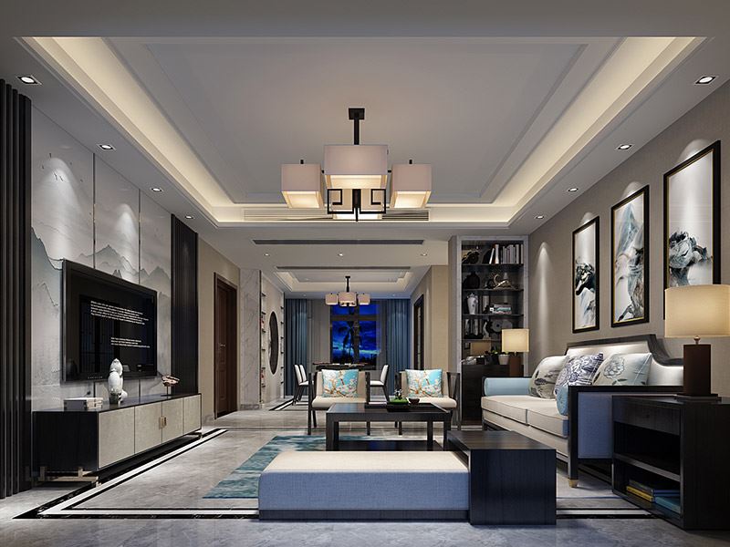 泰州市寶麗廣場新中式風格三居室裝修案例