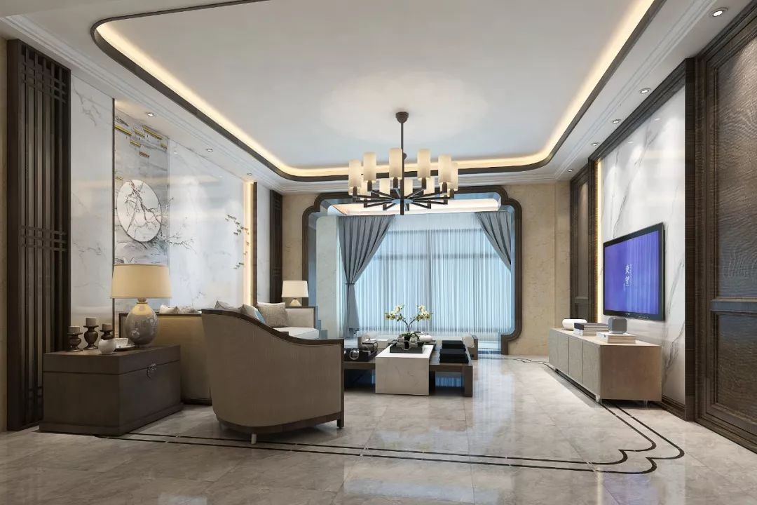 裝修案例新中式風格室內裝修效果圖-客廳 裝修案例新中式風格室內裝修效果圖-客廳