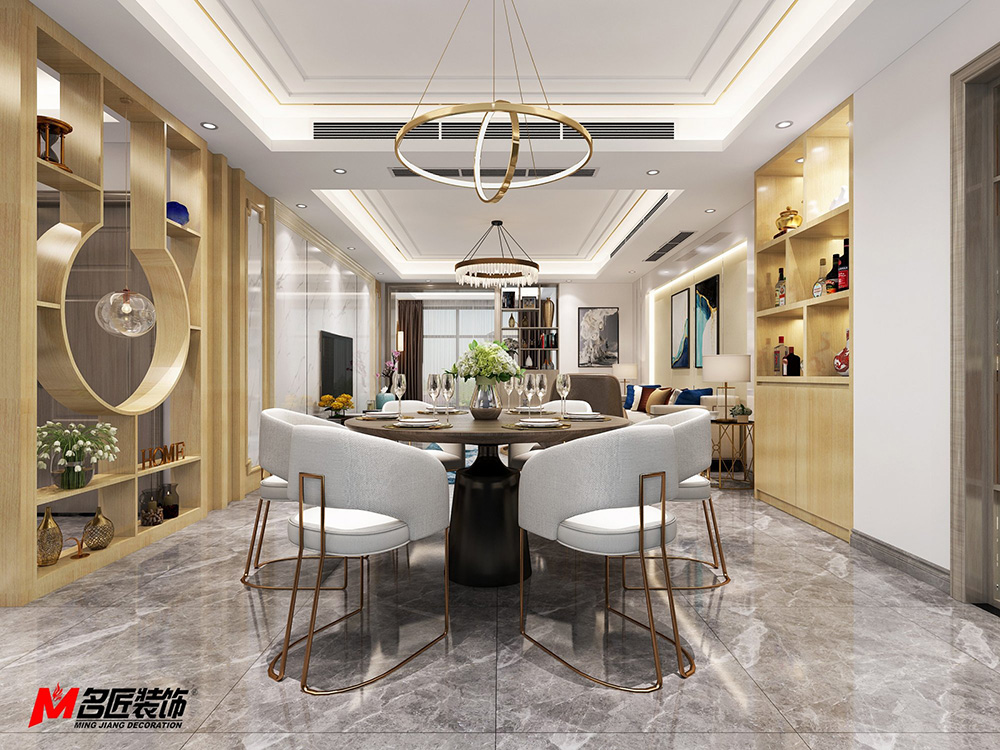 現代輕奢風格室內裝修設計效果圖-大悅花園三居118平米-室內餐廳裝修設計 現代輕奢風格室內裝修設計效果圖-大悅花園三居118平米-室內餐廳裝修設計