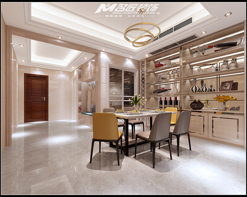 輕奢風格室內裝修效果圖-福臨門三居115平米-餐廳 輕奢風格室內裝修效果圖-福臨門三居115平米-餐廳