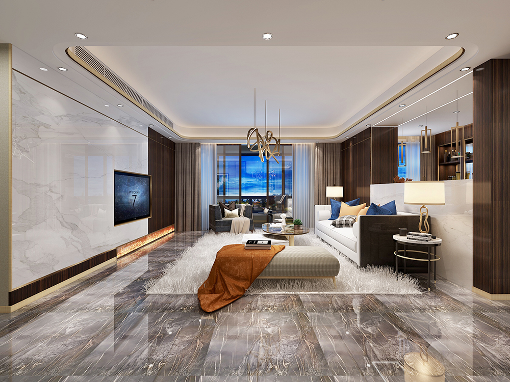 輕奢風格室內裝修效果圖-萬象江山二期四居195平米-客廳 輕奢風格室內裝修效果圖-萬象江山二期四居195平米-客廳