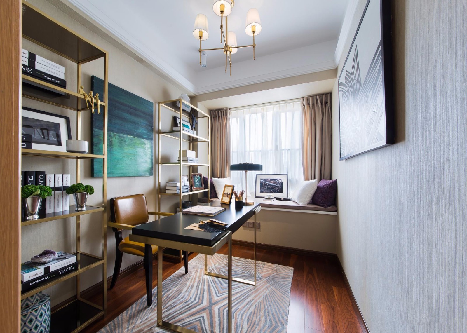 現(xiàn)代輕奢風(fēng)格室內(nèi)設(shè)計(jì)家裝案例-書房 現(xiàn)代輕奢風(fēng)格室內(nèi)設(shè)計(jì)家裝案例-書房