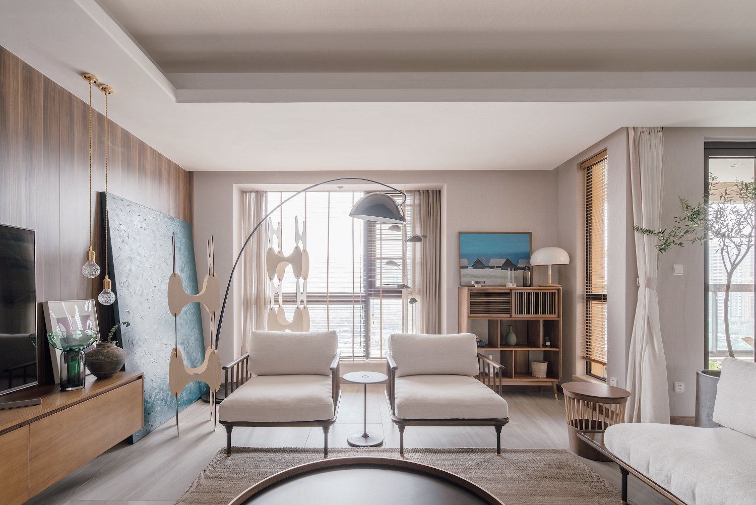 原木簡約風格室內家裝案例效果圖-客廳落地窗 原木簡約風格室內家裝案例效果圖-客廳落地窗