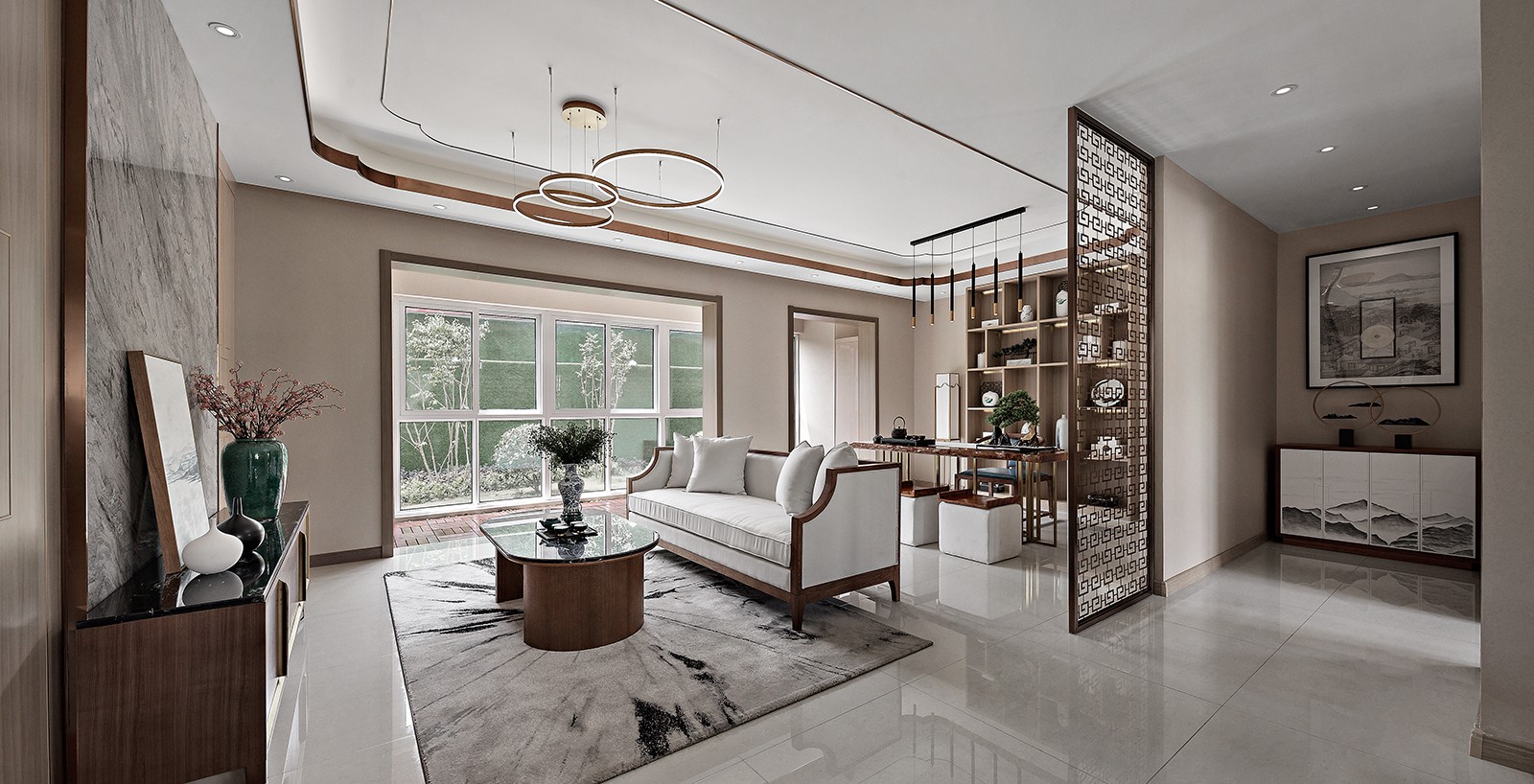 佛山裝修公司新中式風(fēng)格室內(nèi)裝修效果圖-客廳 佛山裝修公司新中式風(fēng)格室內(nèi)裝修效果圖-客廳