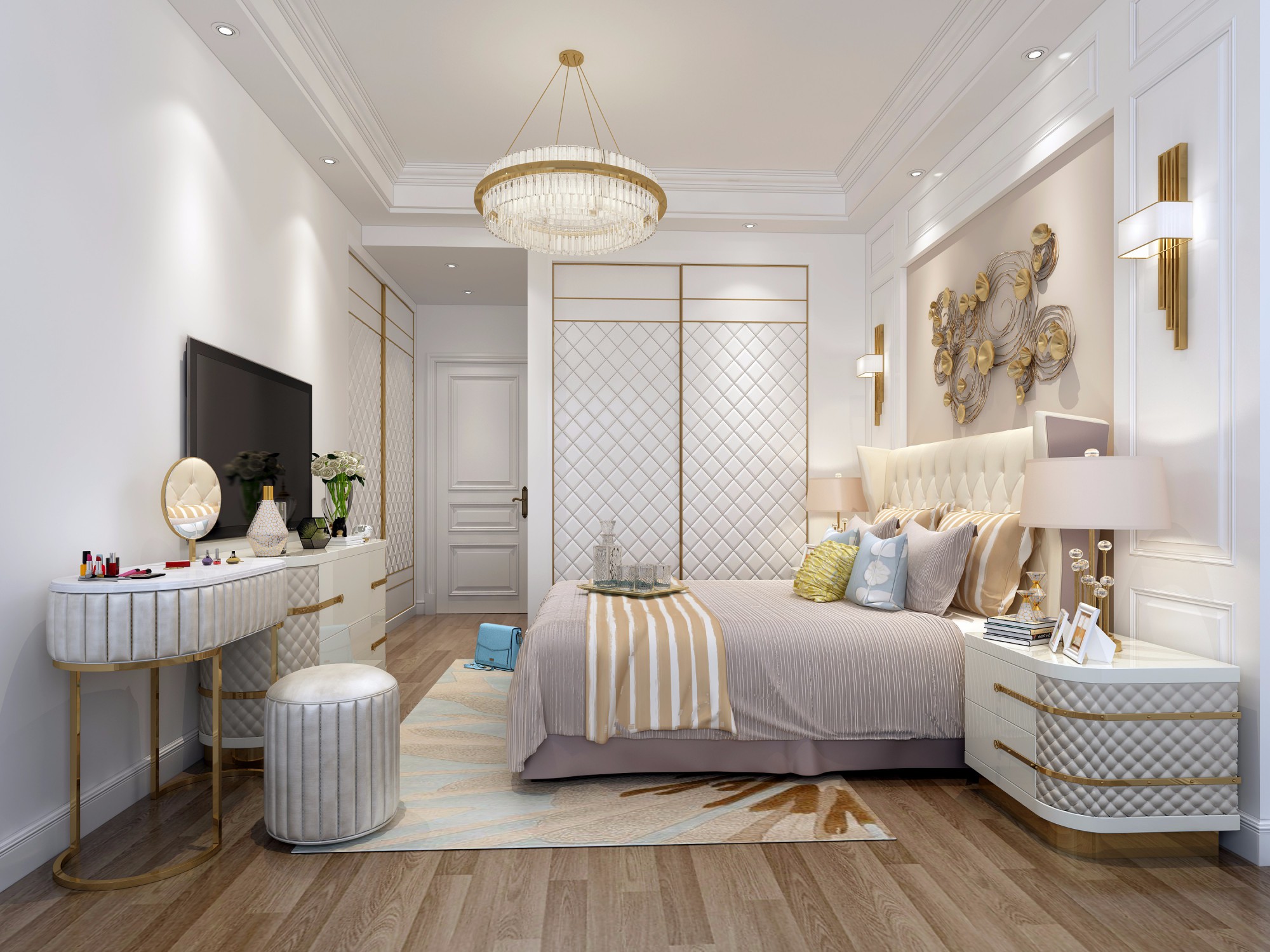 現代前衛風格室內裝修效果圖-綠地緹香公館三居121平米-臥室 現代前衛風格室內裝修效果圖-綠地緹香公館三居121平米-臥室