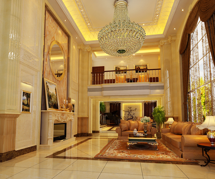 佛山裝修公司現代歐式風格別墅裝修效果圖-客廳 佛山裝修公司現代歐式風格別墅裝修效果圖-客廳