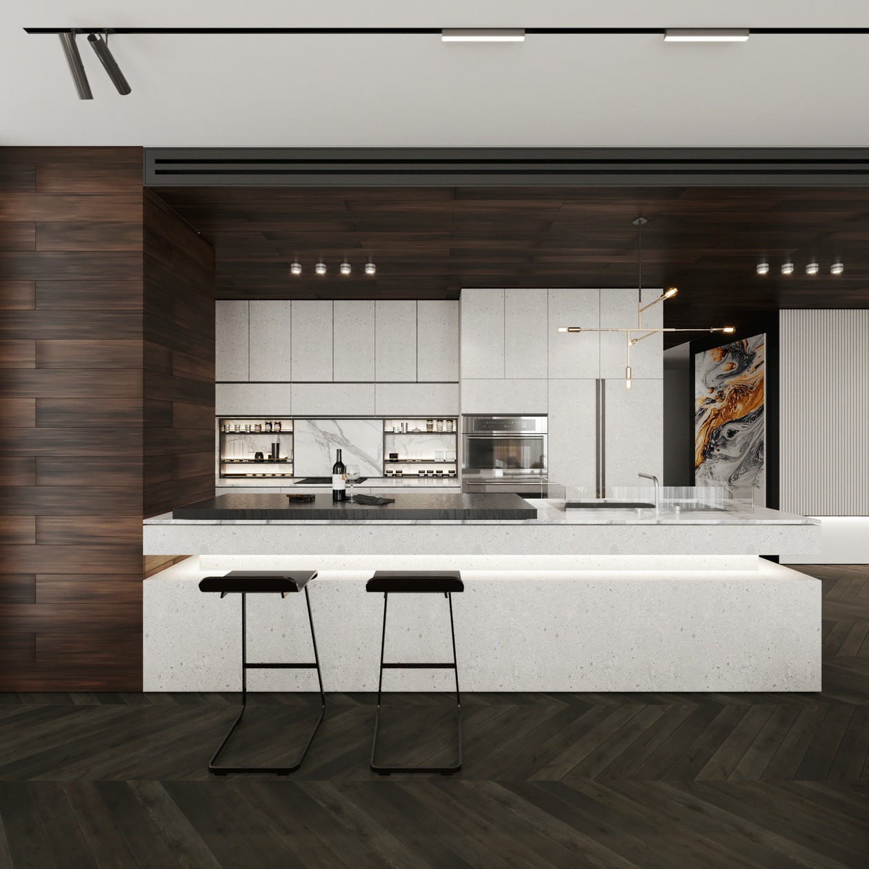 佛山裝修公司現代輕奢風格室內裝修效果圖-廚房 佛山裝修公司現代輕奢風格室內裝修效果圖-廚房