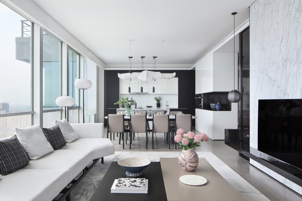 簡約黑白灰風格室內設計家裝案例-客餐廳 簡約黑白灰風格室內設計家裝案例-客餐廳