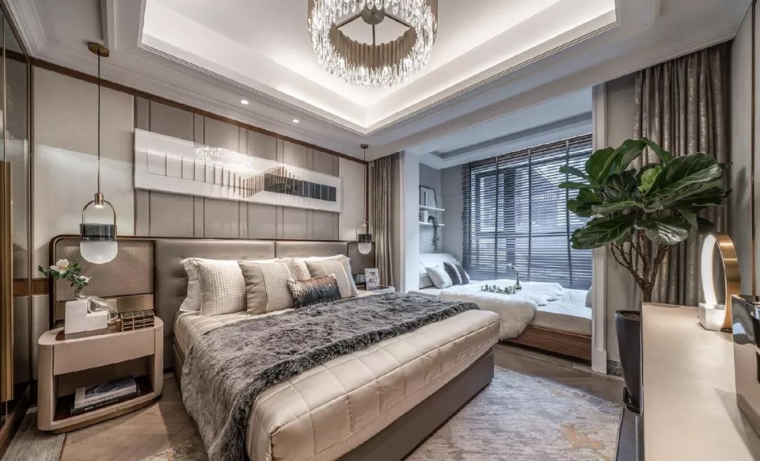 佛山裝修公司現(xiàn)代輕奢風格別墅裝修效果圖-主臥 佛山裝修公司現(xiàn)代輕奢風格別墅裝修效果圖-主臥