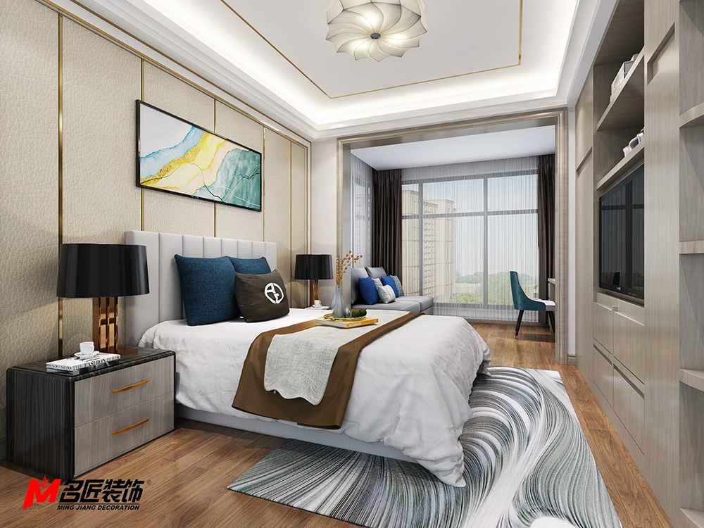 現代輕奢風格室內裝修設計效果圖-大悅花園三居118平米-室內臥室裝修設計 現代輕奢風格室內裝修設計效果圖-大悅花園三居118平米-室內臥室裝修設計