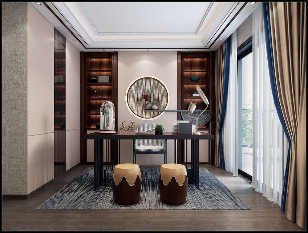 裝修公司新中式風(fēng)格室內(nèi)裝修效果圖-書房 裝修公司新中式風(fēng)格室內(nèi)裝修效果圖-書房