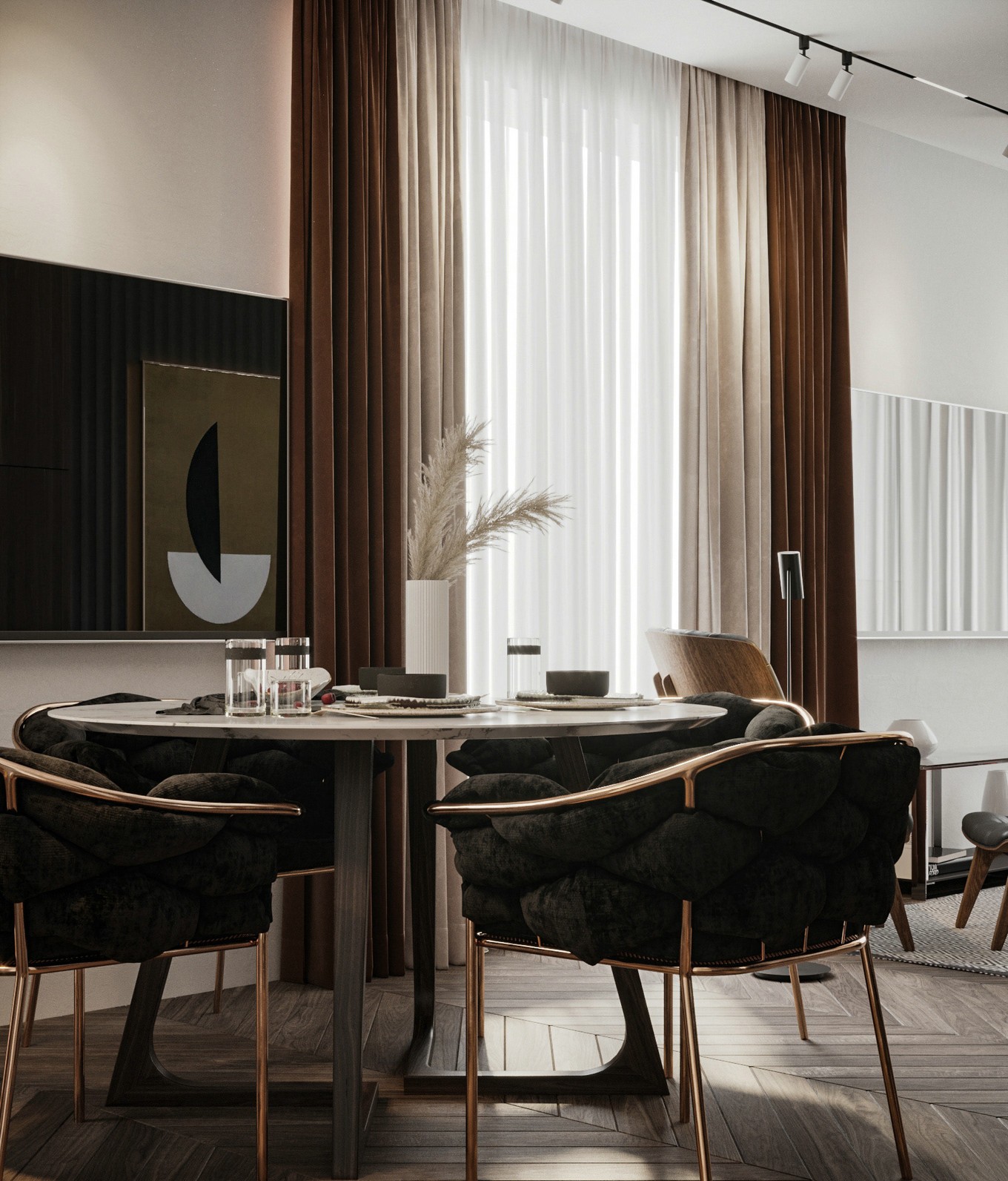 美式輕奢風格家裝設計室內裝修效果圖-餐廳 美式輕奢風格家裝設計室內裝修效果圖-餐廳