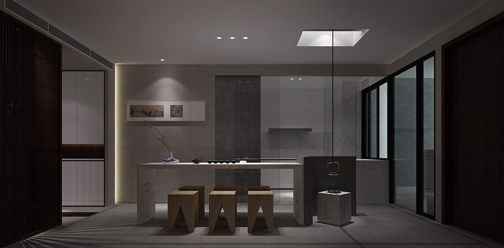 新中式風格室內裝修設計效果圖-雅頌流花君庭平層-室內休閑餐廳裝修設計 新中式風格室內裝修設計效果圖-雅頌流花君庭平層-室內休閑餐廳裝修設計