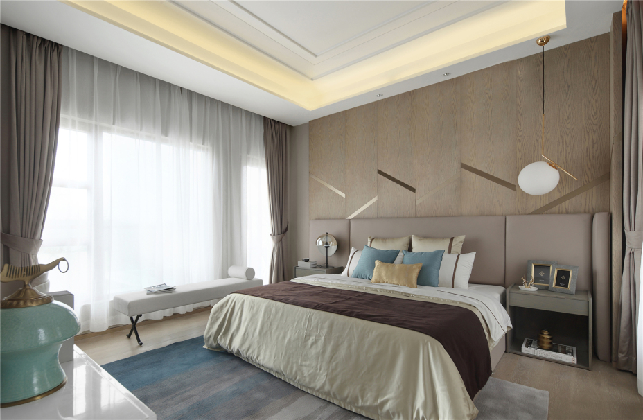 現代輕奢風格室內家裝案例效果圖-主臥 現代輕奢風格室內家裝案例效果圖-主臥