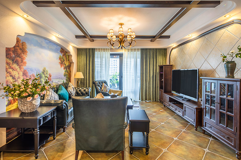 保利壹號公館美式室內設計三居125平米風格裝修案例-客廳 保利壹號公館美式室內設計三居125平米風格裝修案例-客廳