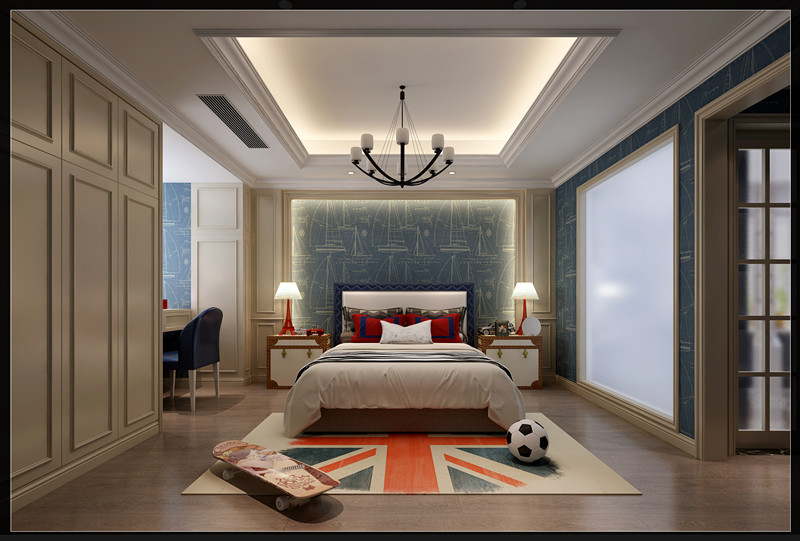 歐式風格室內裝修設計效果圖-保利中央公館四居175平米-室內裝修設計兒童房 歐式風格室內裝修設計效果圖-保利中央公館四居175平米-室內裝修設計兒童房