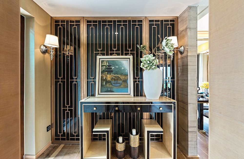 新中式風格室內裝修設計效果圖-恒大西江天悅平層195平米-室內裝修設計玄關 新中式風格室內裝修設計效果圖-恒大西江天悅平層195平米-室內裝修設計玄關