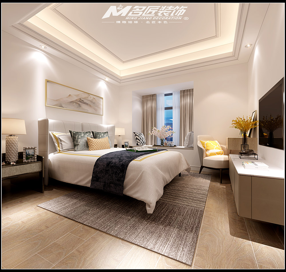 輕奢風格室內裝修效果圖-福臨門三居115平米-臥室 輕奢風格室內裝修效果圖-福臨門三居115平米-臥室