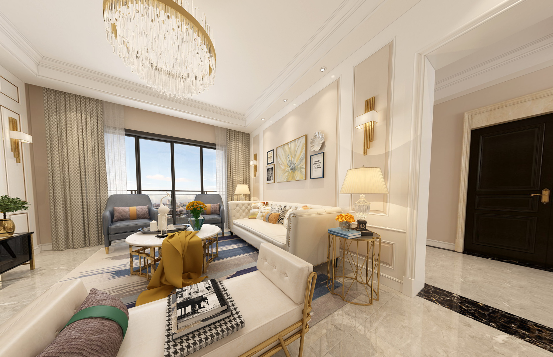 現代前衛風格室內裝修效果圖-綠地緹香公館三居121平米-客廳 現代前衛風格室內裝修效果圖-綠地緹香公館三居121平米-客廳