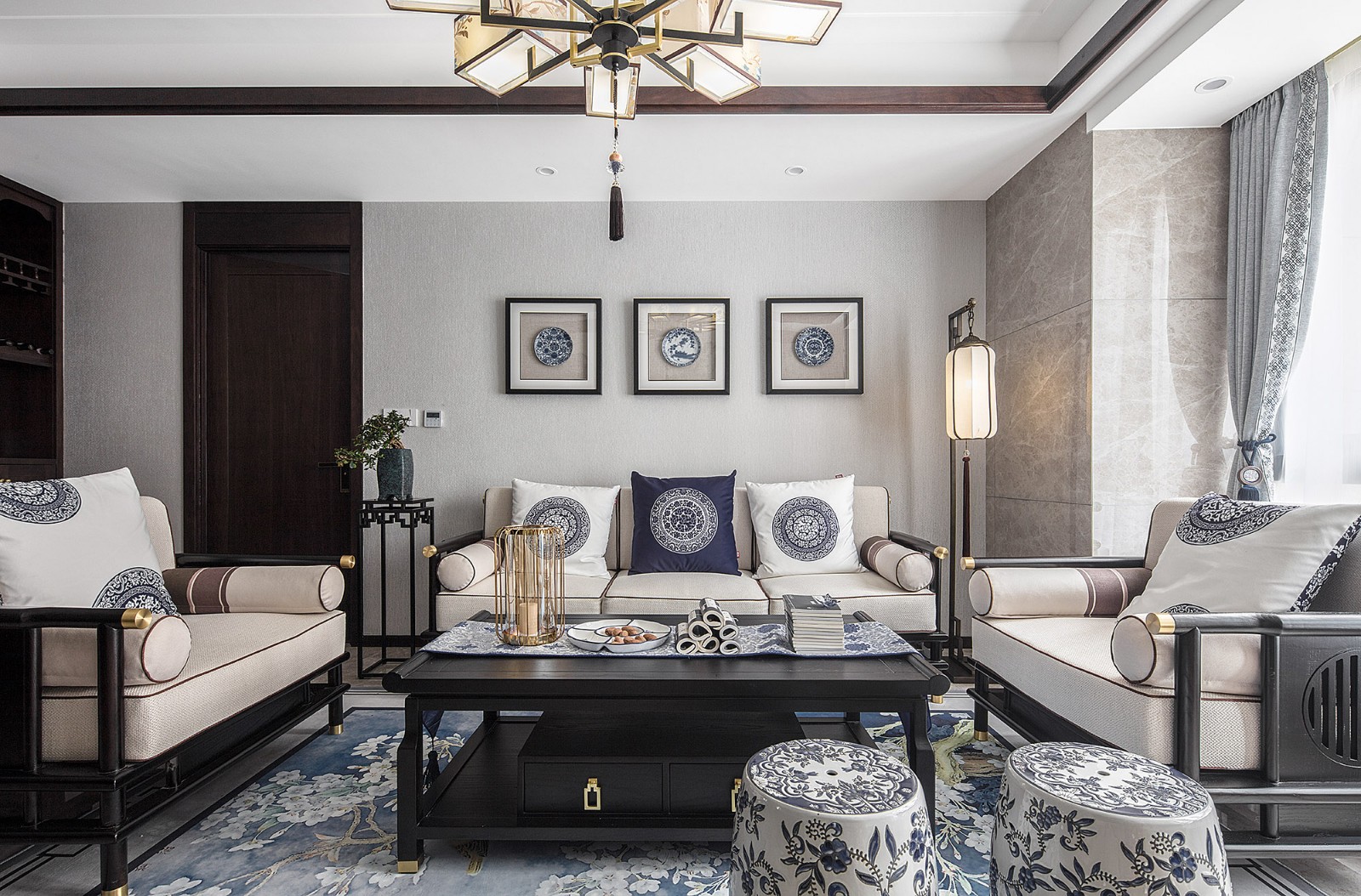 裝修案例新中式風格室內裝修效果圖-客廳 裝修案例新中式風格室內裝修效果圖-客廳