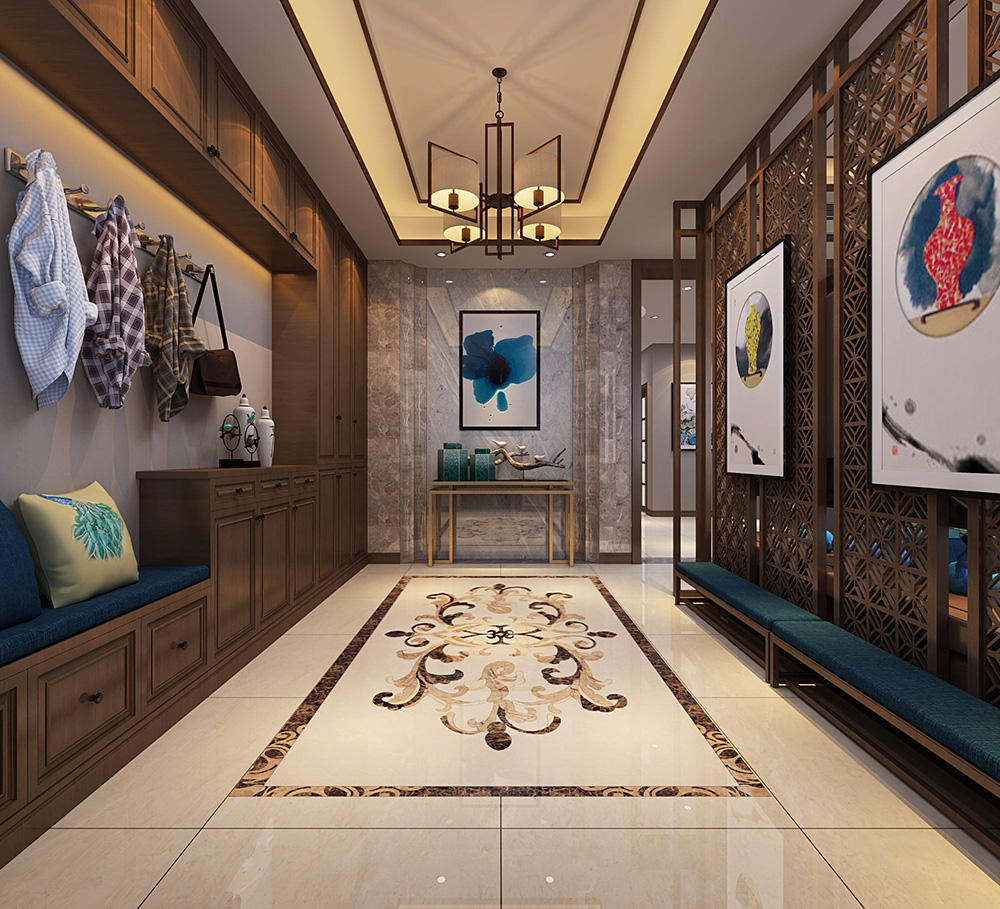 新中式風(fēng)格別墅裝修設(shè)計(jì)效果圖-東逸灣水漾林岸別墅410平米-別墅裝修設(shè)計(jì)玄關(guān) 新中式風(fēng)格別墅裝修設(shè)計(jì)效果圖-東逸灣水漾林岸別墅410平米-別墅裝修設(shè)計(jì)玄關(guān)