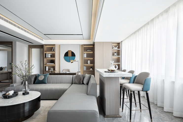 莫蘭迪輕奢風格室內設計家裝案例-客廳吧臺 莫蘭迪輕奢風格室內設計家裝案例-客廳吧臺