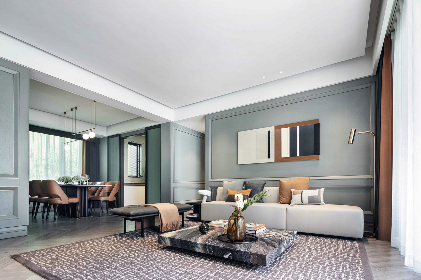 現代輕奢風格室內家裝案例效果圖-客餐廳 現代輕奢風格室內家裝案例效果圖-客餐廳