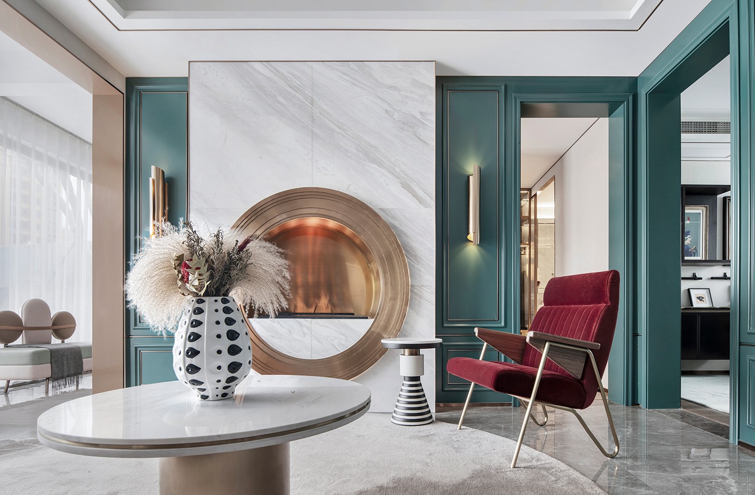 莫蘭迪輕奢風格室內設計家裝案例-客廳茶幾 莫蘭迪輕奢風格室內設計家裝案例-客廳茶幾