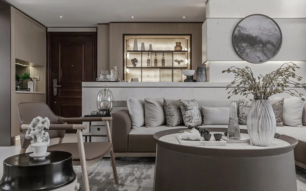 新中式風格家裝設計室內裝修效果圖-客廳玄關 新中式風格家裝設計室內裝修效果圖-客廳玄關