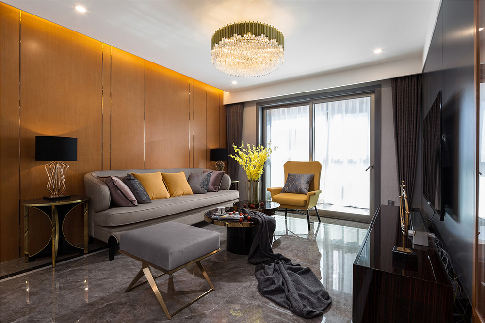 國悅九曲灣三居160平米輕奢風格室內裝修案例-客廳 國悅九曲灣三居160平米輕奢風格室內裝修案例-客廳