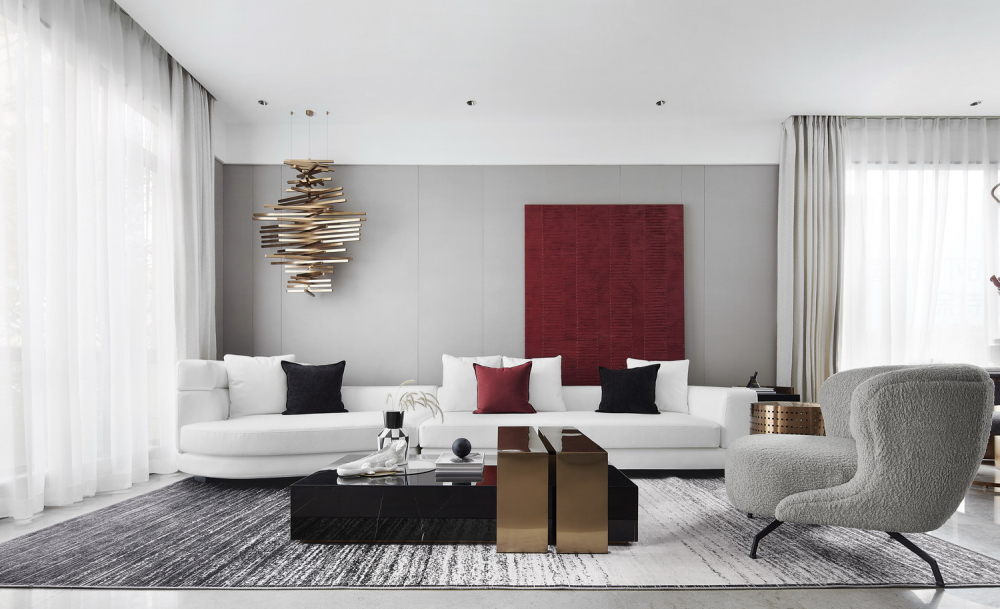 輕奢風格室內家裝案例效果圖-客廳 輕奢風格室內家裝案例效果圖-客廳