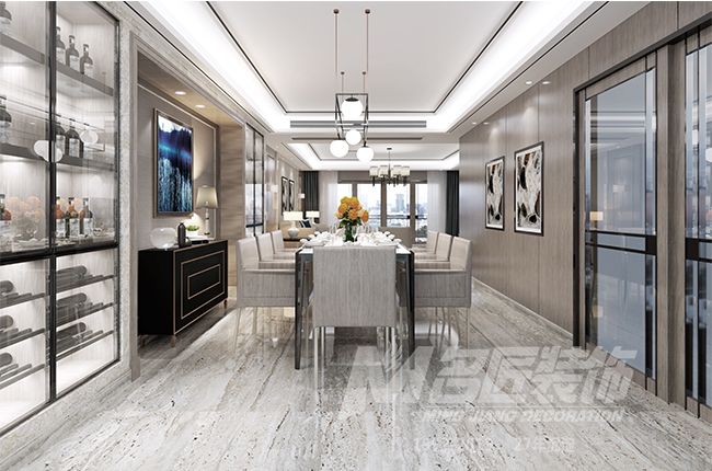 輕奢風格室內裝修效果圖-博奧城三居205平米-餐廳 輕奢風格室內裝修效果圖-博奧城三居205平米-餐廳