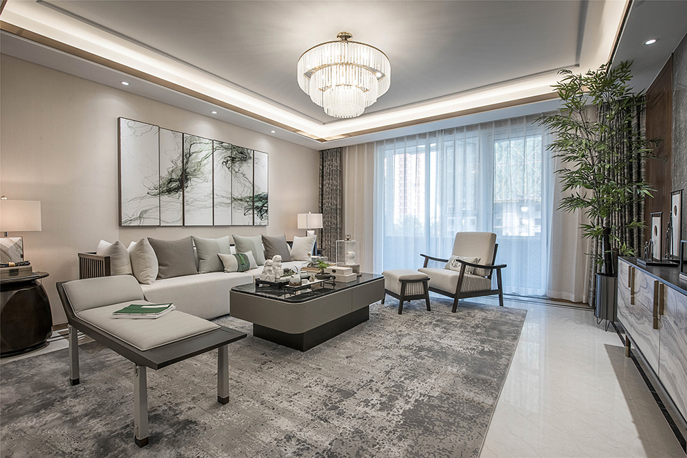 南寧華發(fā)國賓壹號三居144平米新中式風(fēng)格室內(nèi)裝修案例-沙發(fā)背景墻 南寧華發(fā)國賓壹號三居144平米新中式風(fēng)格室內(nèi)裝修案例-沙發(fā)背景墻