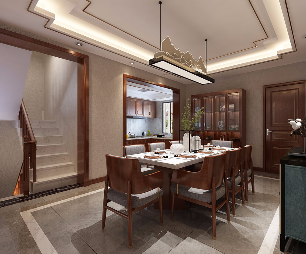 新中式風格別墅裝修設計效果圖-力迅榕墅里別墅450平米-別墅餐廳裝修設計 新中式風格別墅裝修設計效果圖-力迅榕墅里別墅450平米-別墅餐廳裝修設計