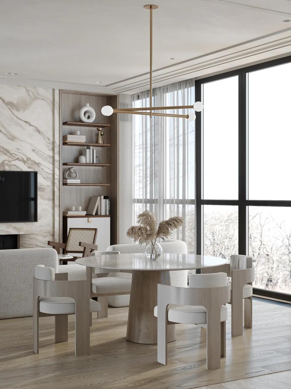 輕奢極簡風格室內家裝案例效果圖-餐廳 輕奢極簡風格室內家裝案例效果圖-餐廳