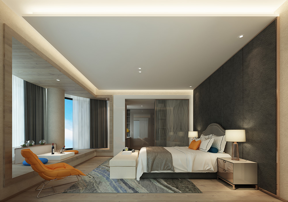 現代簡約風格室內裝修設計效果圖-鉆石之家富春山居-室內主臥裝修設計 現代簡約風格室內裝修設計效果圖-鉆石之家富春山居-室內主臥裝修設計