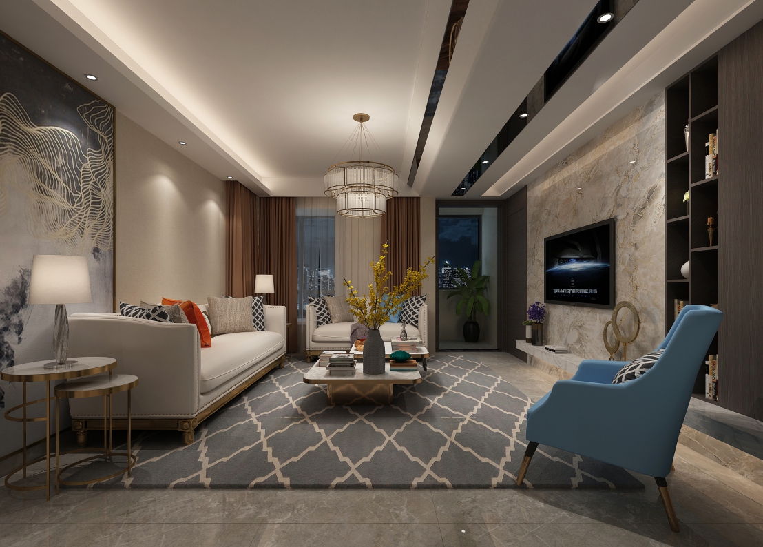 現代前衛風格室內裝修效果圖-財富廣場三居121平米-客廳 現代前衛風格室內裝修效果圖-財富廣場三居121平米-客廳