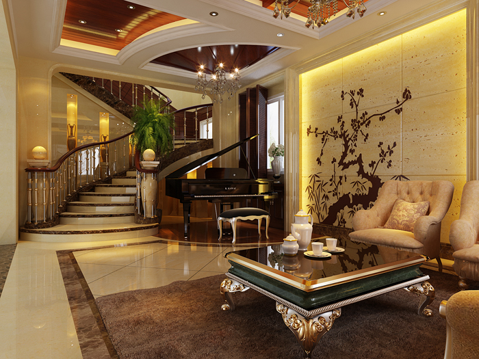 佛山裝修公司現代歐式風格別墅裝修效果圖-休息區 佛山裝修公司現代歐式風格別墅裝修效果圖-休息區