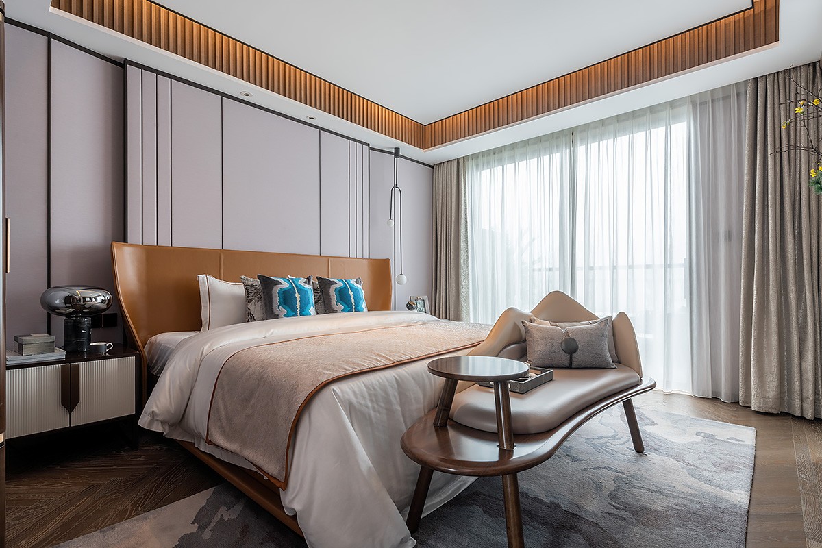 新中式風格家裝設計別墅裝修效果圖-次臥 新中式風格家裝設計別墅裝修效果圖-次臥