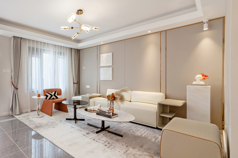 輕奢風格室內(nèi)家裝案例效果圖-客廳 輕奢風格室內(nèi)家裝案例效果圖-客廳