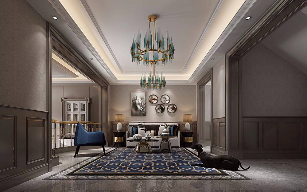 簡歐輕奢風(fēng)格別墅裝修設(shè)計效果圖-依云水岸別墅366平米-別墅裝修設(shè)計起居室 簡歐輕奢風(fēng)格別墅裝修設(shè)計效果圖-依云水岸別墅366平米-別墅裝修設(shè)計起居室