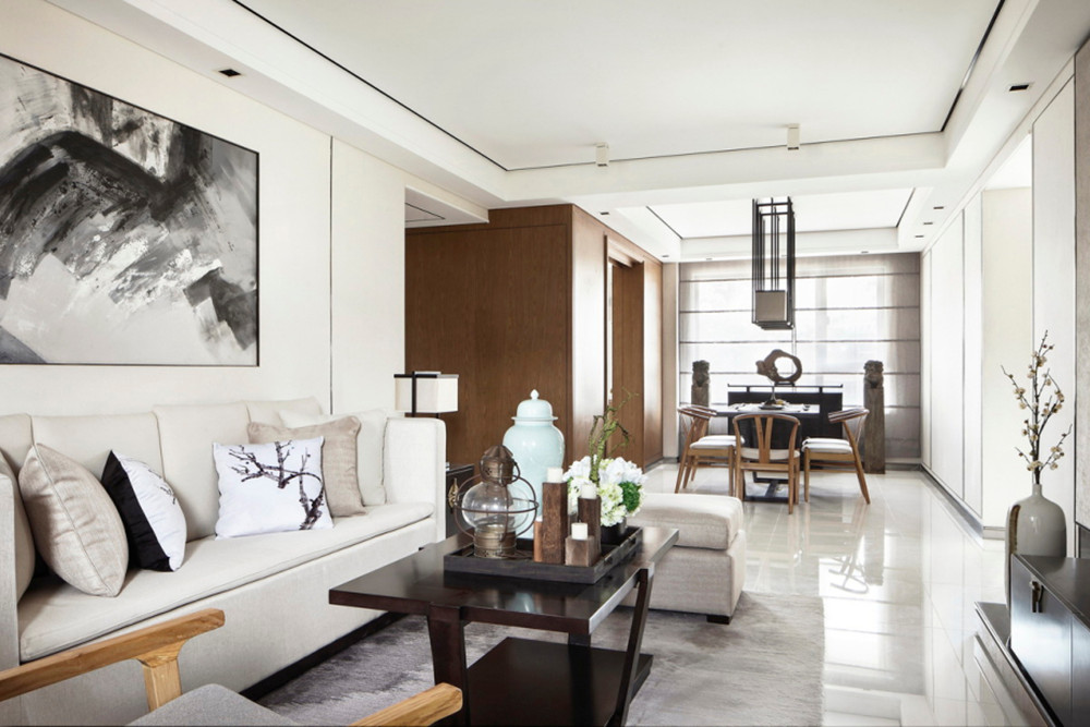 廣州市黃埔花園新中式風格三居室裝修案例